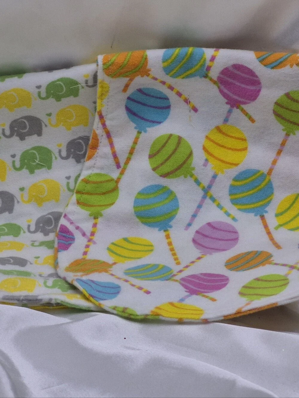 Kids Multi-Color Lollipop & Elephant Print Bandana Burp Bib Rags- Unbranded